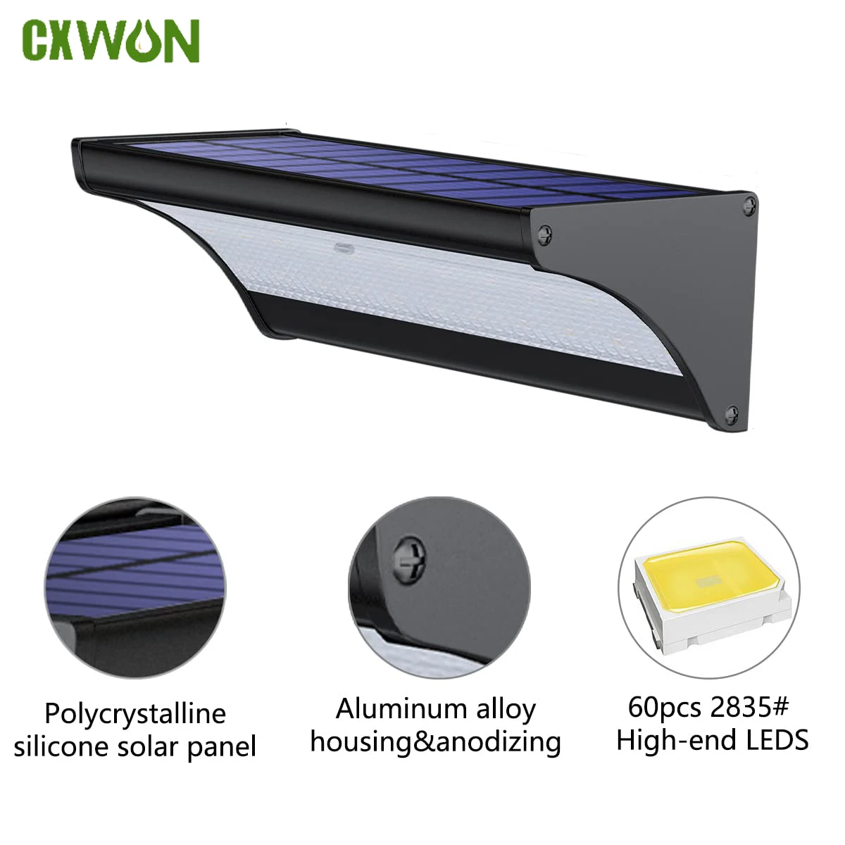 Outdoor Power Outlet Weatherproof - 60/48Led applique murale solaire extérieure lumières