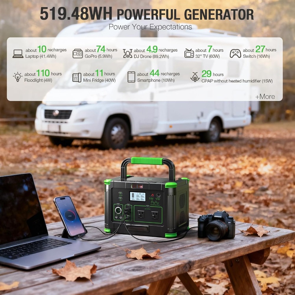 Outdoor Power Port - Station d'alimentation portable LiFePO4 519,48 Wh,