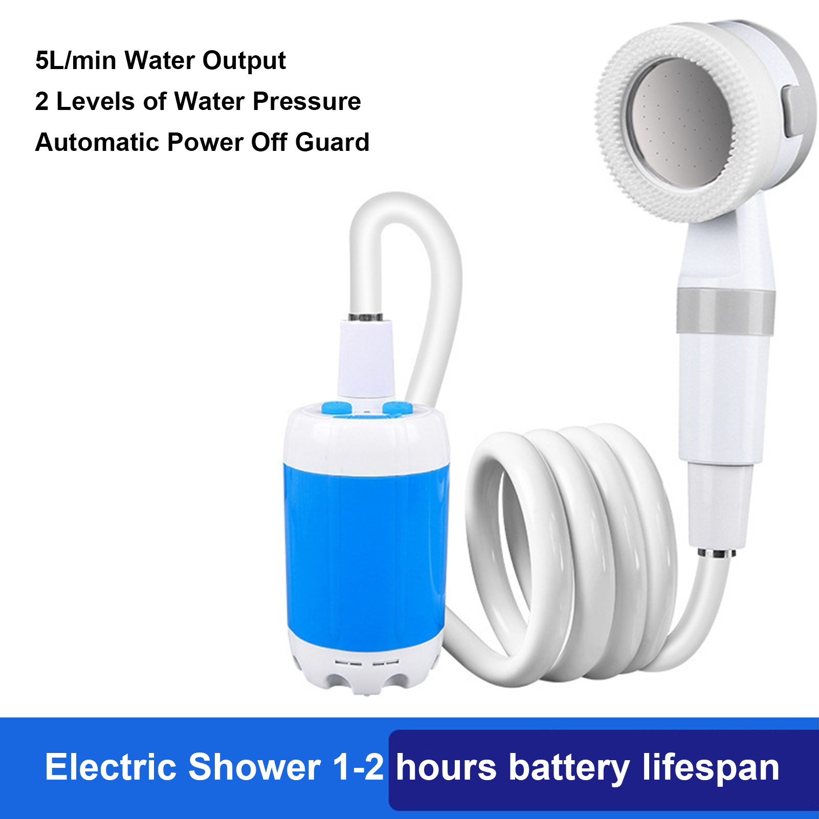 Outdoor Power 'Hose' - Douche portable d'extérieur alimentée par batterie,
