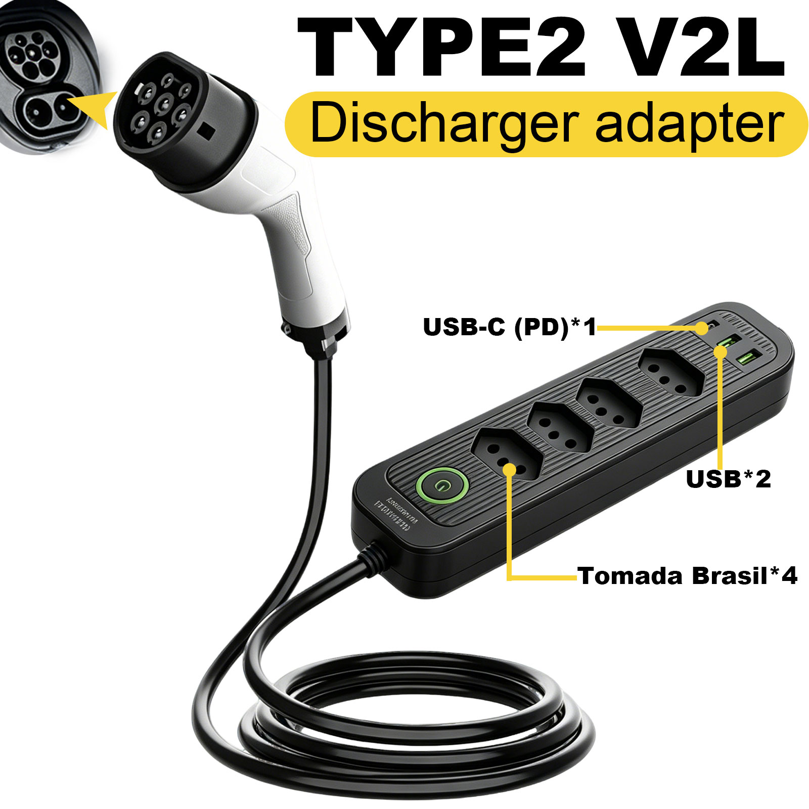 Outdoor Power Solutions - Adaptateur de décharge Type 2 V2L