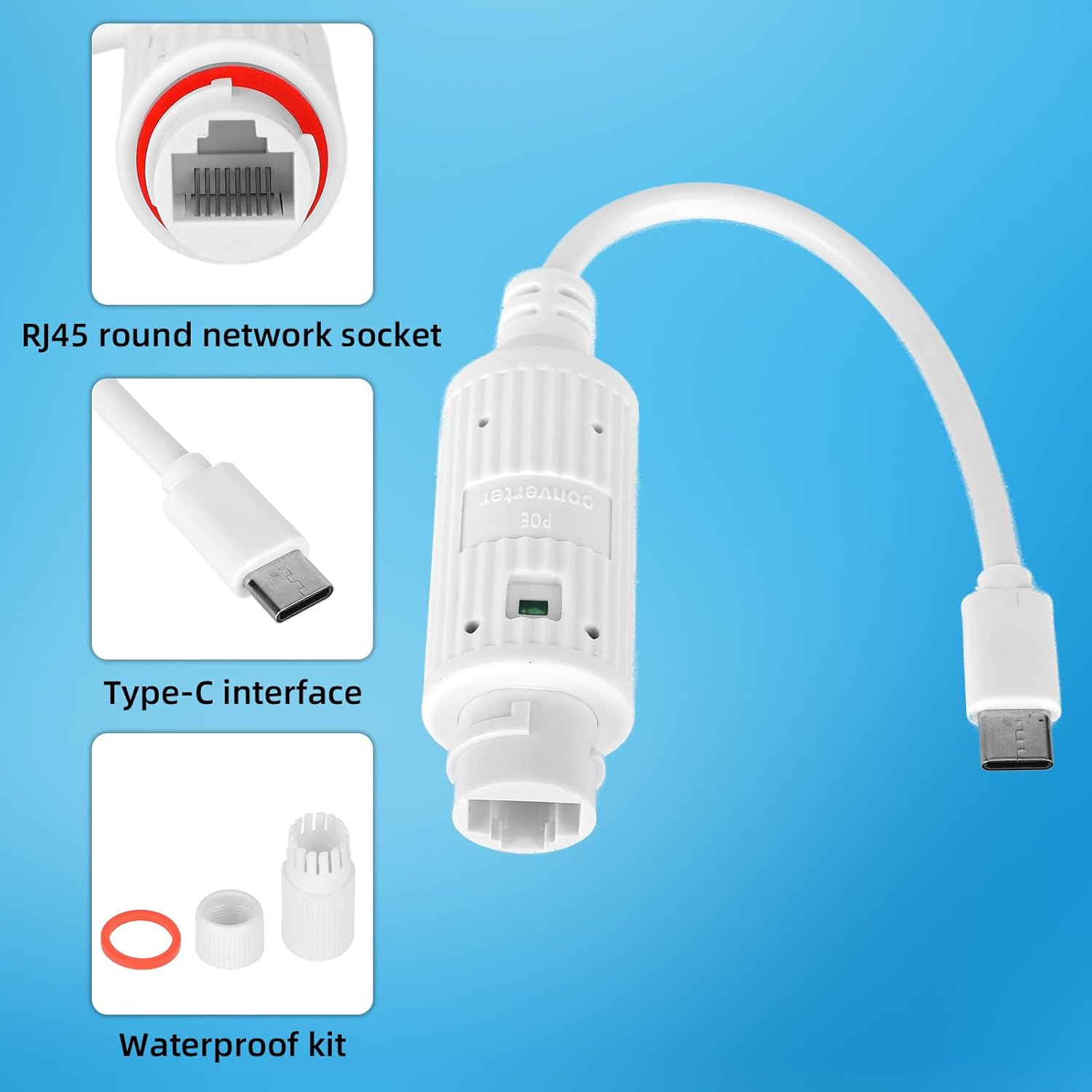 Outdoor Power Adapter Usb C - Convertisseur d'alimentation PoE vers USB-C, étanche