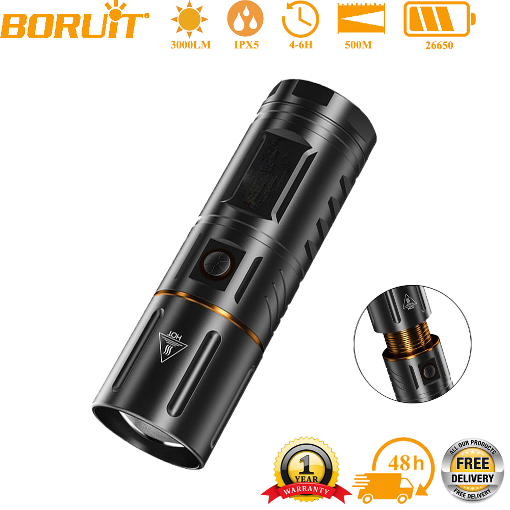 Outdoor Powerbank - BORUiT Lampe torche LED ultra-lumineuse 3000LM,