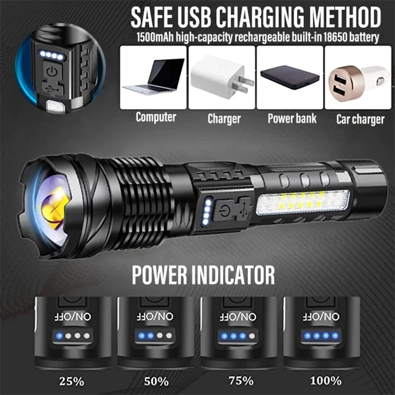 Lampe de poche LED puissante,  - Outdoor Power For Camping avis et prix